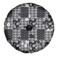 Black Palaka Japanese Patterns Spare Tire Cover Koi Fish Asanoha Sakura Patchwork Stylized - Polynesian Pride