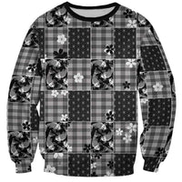 Black Palaka Japanese Patterns Sweatshirt Koi Fish Asanoha Sakura Patchwork Stylized - Polynesian Pride