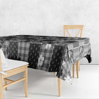 Black Palaka Japanese Patterns Tablecloth Koi Fish Asanoha Sakura Patchwork Stylized - Polynesian Pride