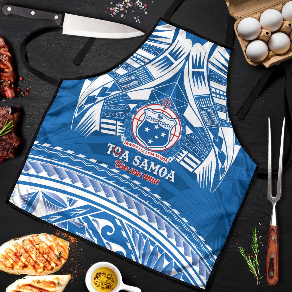 Toa Samoa Rugby Custom Apron Uso aso uma Samoan Pattern Blue - Polynesian Pride