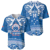 Toa Samoa Rugby Custom Baseball Jersey Uso aso uma Samoan Pattern Blue - Polynesian Pride