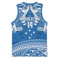 Toa Samoa Rugby Custom Basketball Jersey Uso aso uma Samoan Pattern Blue - Polynesian Pride