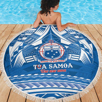 Toa Samoa Rugby Custom Beach Blanket Uso aso uma Samoan Pattern Blue - Polynesian Pride