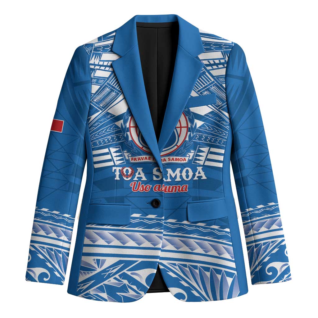 Toa Samoa Rugby Custom Blazer Uso aso uma Samoan Pattern Blue - Polynesian Pride