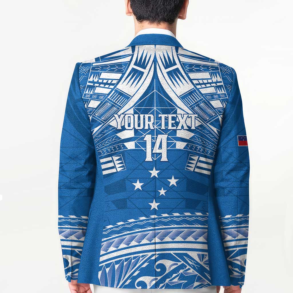 Toa Samoa Rugby Custom Blazer Uso aso uma Samoan Pattern Blue - Polynesian Pride