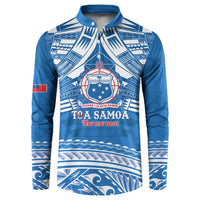 Toa Samoa Rugby Custom Button Sweatshirt Uso aso uma Samoan Pattern Blue - Polynesian Pride