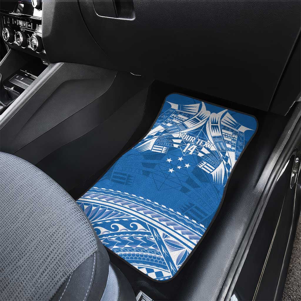 Toa Samoa Rugby Custom Car Mats Uso aso uma Samoan Pattern Blue - Polynesian Pride