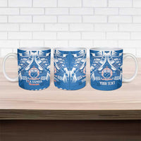 Toa Samoa Rugby Custom Ceramic Mug Uso aso uma Samoan Pattern Blue - Polynesian Pride