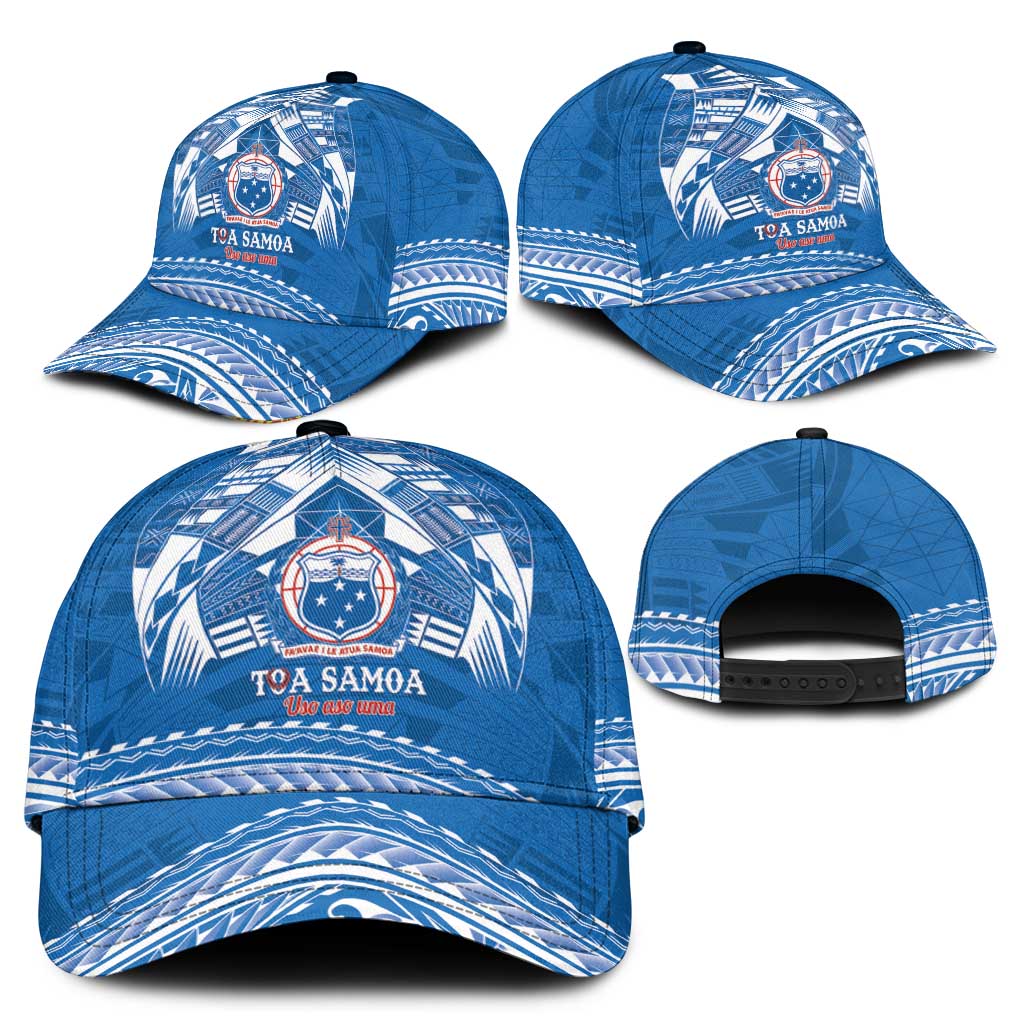 Toa Samoa Rugby Classic Cap Uso aso uma Samoan Pattern Blue - Polynesian Pride