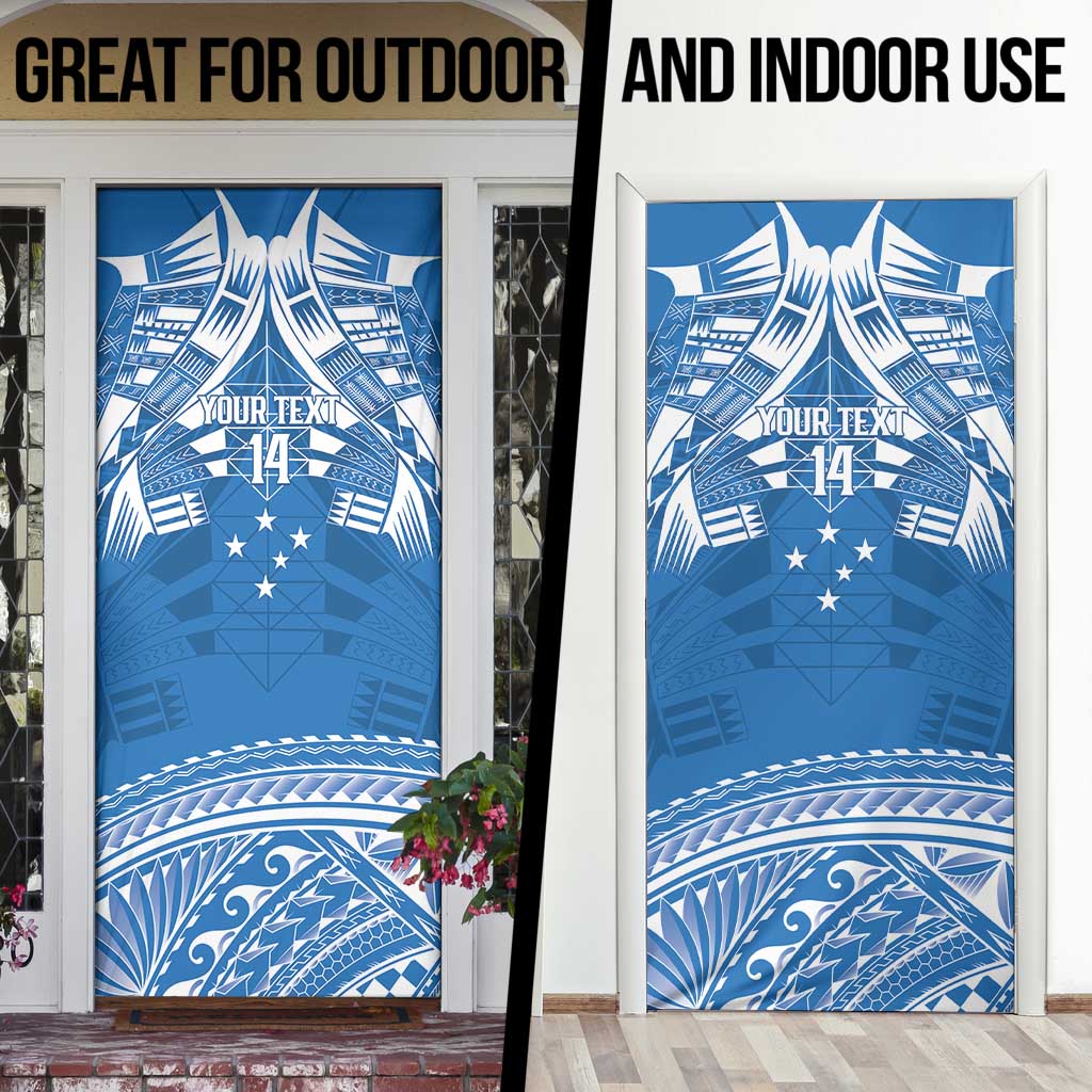 Toa Samoa Rugby Custom Door Cover Uso aso uma Samoan Pattern Blue - Polynesian Pride