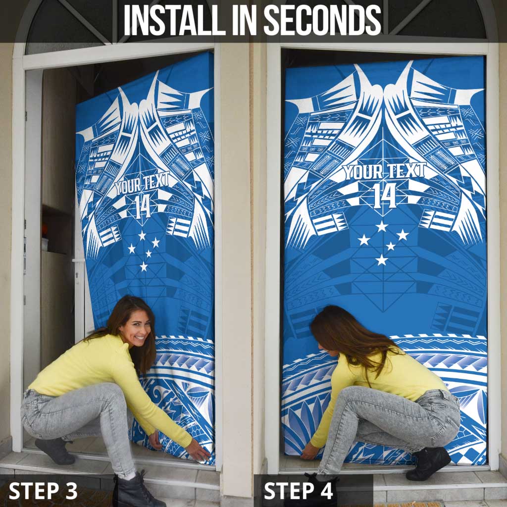 Toa Samoa Rugby Custom Door Cover Uso aso uma Samoan Pattern Blue - Polynesian Pride