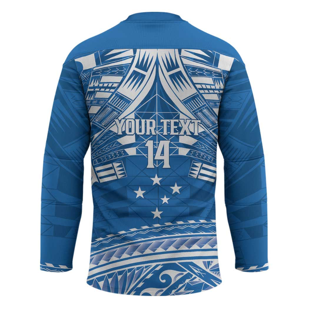 Toa Samoa Rugby Custom Hockey Jersey Uso aso uma Samoan Pattern Blue - Polynesian Pride