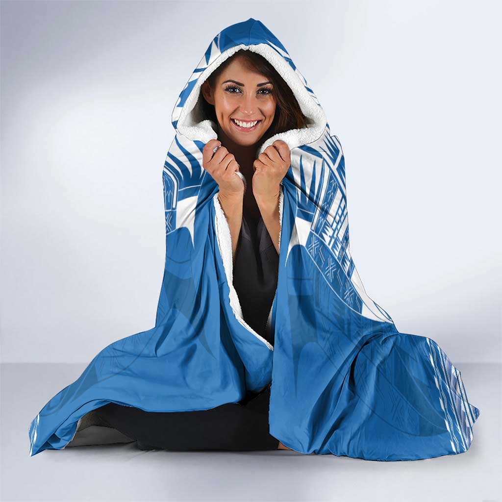 Toa Samoa Rugby Custom Hooded Blanket Uso aso uma Samoan Pattern Blue - Polynesian Pride