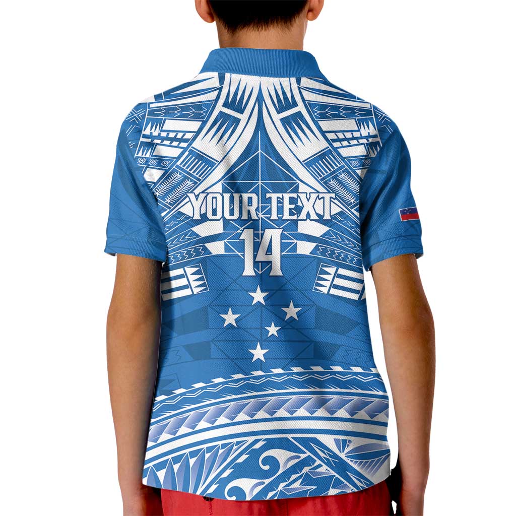 Toa Samoa Rugby Custom Kid Polo Shirt Uso aso uma Samoan Pattern Blue - Polynesian Pride