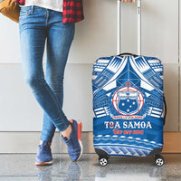 Toa Samoa Rugby Custom Luggage Cover Uso aso uma Samoan Pattern Blue - Polynesian Pride