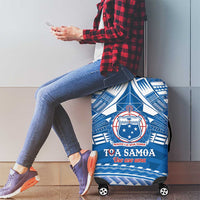 Toa Samoa Rugby Custom Luggage Cover Uso aso uma Samoan Pattern Blue - Polynesian Pride