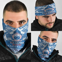 Toa Samoa Rugby Custom Neck Gaiter Uso aso uma Samoan Pattern Blue - Polynesian Pride