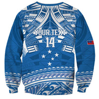 Toa Samoa Rugby Custom Sweatshirt Uso aso uma Samoan Pattern Blue - Polynesian Pride