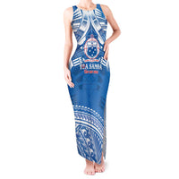 Toa Samoa Rugby Custom Tank Maxi Dress Uso aso uma Samoan Pattern Blue - Polynesian Pride
