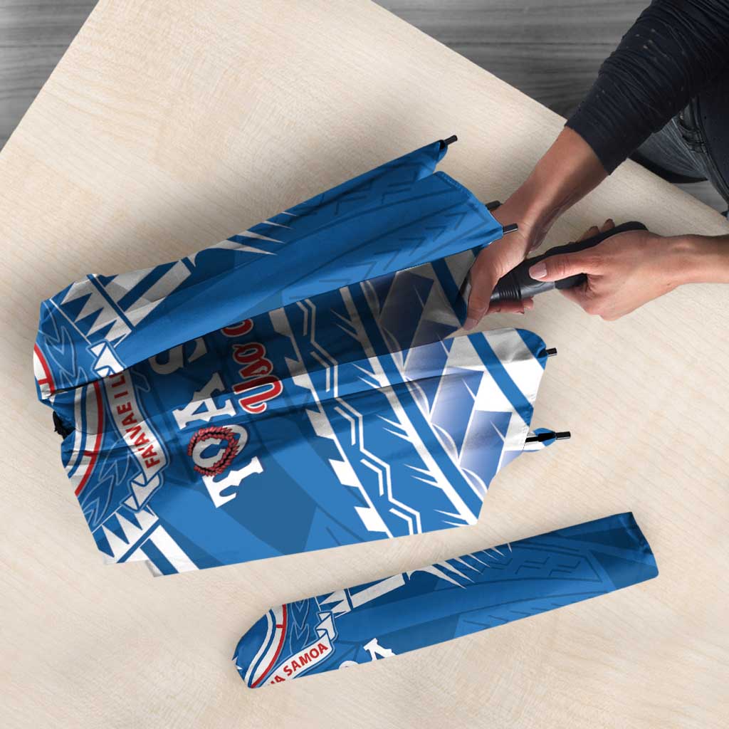 Toa Samoa Rugby Custom Umbrella Uso aso uma Samoan Pattern Blue - Polynesian Pride