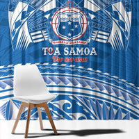 Toa Samoa Rugby Custom Window Curtain Uso aso uma Samoan Pattern Blue - Polynesian Pride