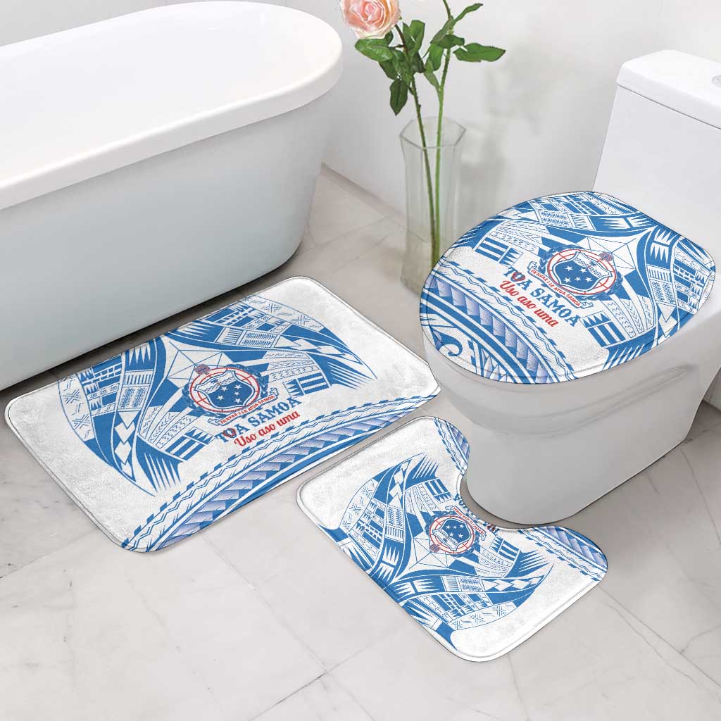 Toa Samoa Rugby Custom Bathroom Set Uso aso uma Samoan Pattern White - Polynesian Pride