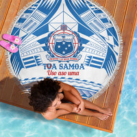 Toa Samoa Rugby Custom Beach Blanket Uso aso uma Samoan Pattern White - Polynesian Pride