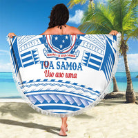 Toa Samoa Rugby Custom Beach Blanket Uso aso uma Samoan Pattern White - Polynesian Pride