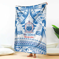 Toa Samoa Rugby Custom Blanket Uso aso uma Samoan Pattern White - Polynesian Pride