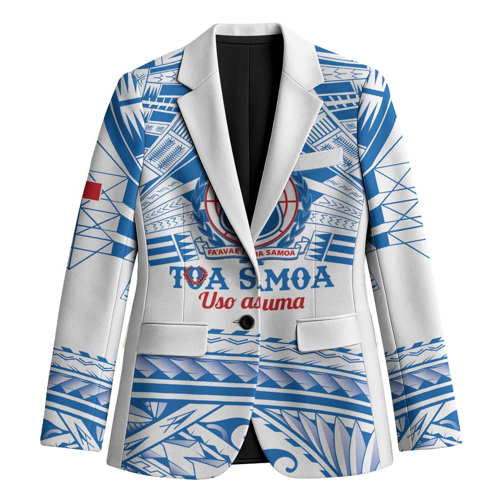 Toa Samoa Rugby Custom Blazer Uso aso uma Samoan Pattern White - Polynesian Pride