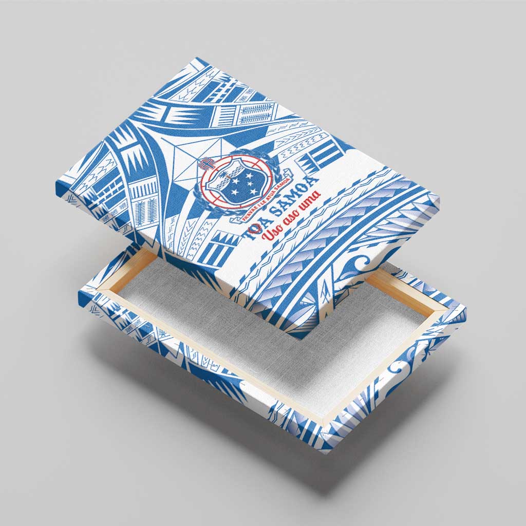 Toa Samoa Rugby Custom Canvas Wall Art Uso aso uma Samoan Pattern White - Polynesian Pride