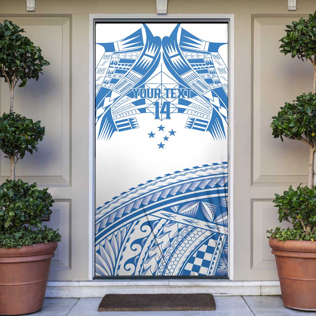 Toa Samoa Rugby Custom Door Cover Uso aso uma Samoan Pattern White - Polynesian Pride
