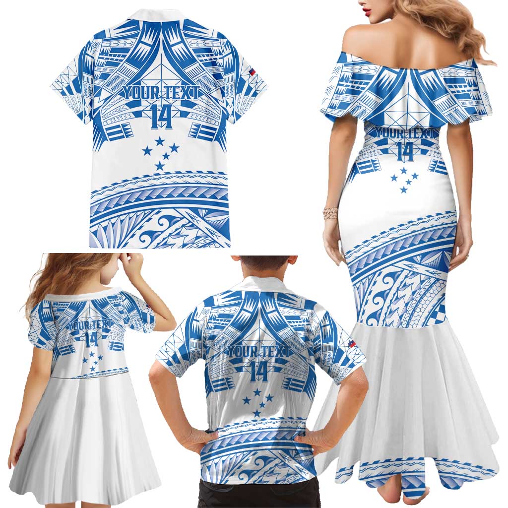 Toa Samoa Rugby Custom Family Matching Mermaid Dress and Hawaiian Shirt Uso aso uma Samoan Pattern White - Polynesian Pride