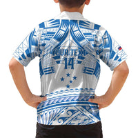 Toa Samoa Rugby Custom Family Matching Off Shoulder Short Dress and Hawaiian Shirt Uso aso uma Samoan Pattern White - Polynesian Pride