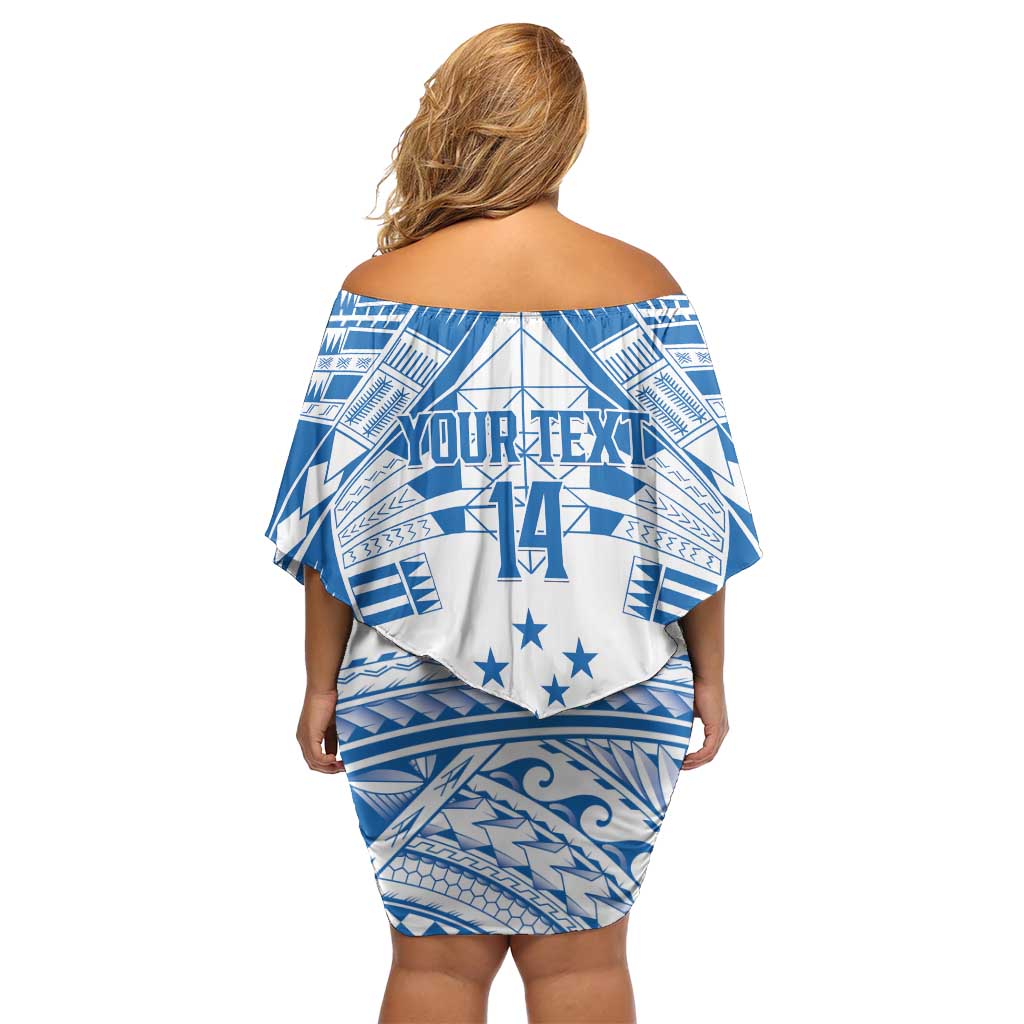 Toa Samoa Rugby Custom Family Matching Off Shoulder Short Dress and Hawaiian Shirt Uso aso uma Samoan Pattern White - Polynesian Pride