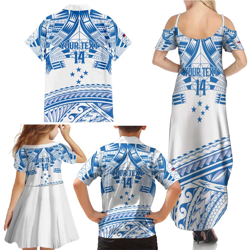Toa Samoa Rugby Custom Family Matching Summer Maxi Dress and Hawaiian Shirt Uso aso uma Samoan Pattern White - Polynesian Pride