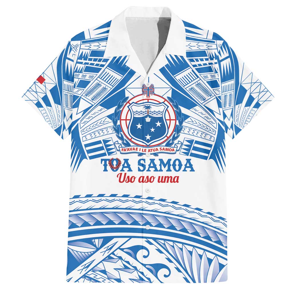 Toa Samoa Rugby Custom Family Matching Tank Maxi Dress and Hawaiian Shirt Uso aso uma Samoan Pattern White - Polynesian Pride