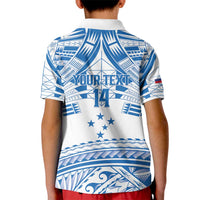 Toa Samoa Rugby Custom Kid Polo Shirt Uso aso uma Samoan Pattern White - Polynesian Pride