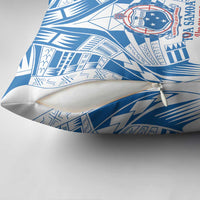 Toa Samoa Rugby Custom Pillow Cover Uso aso uma Samoan Pattern White - Polynesian Pride