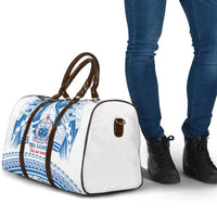 Toa Samoa Rugby Custom Travel Bag Uso aso uma Samoan Pattern White - Polynesian Pride