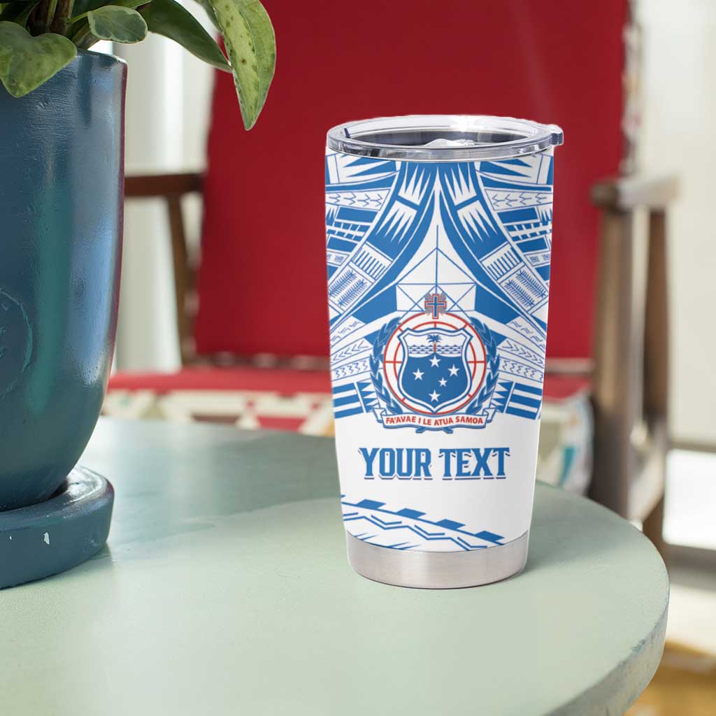 Toa Samoa Rugby Custom Tumbler Cup Uso aso uma Samoan Pattern White - Polynesian Pride
