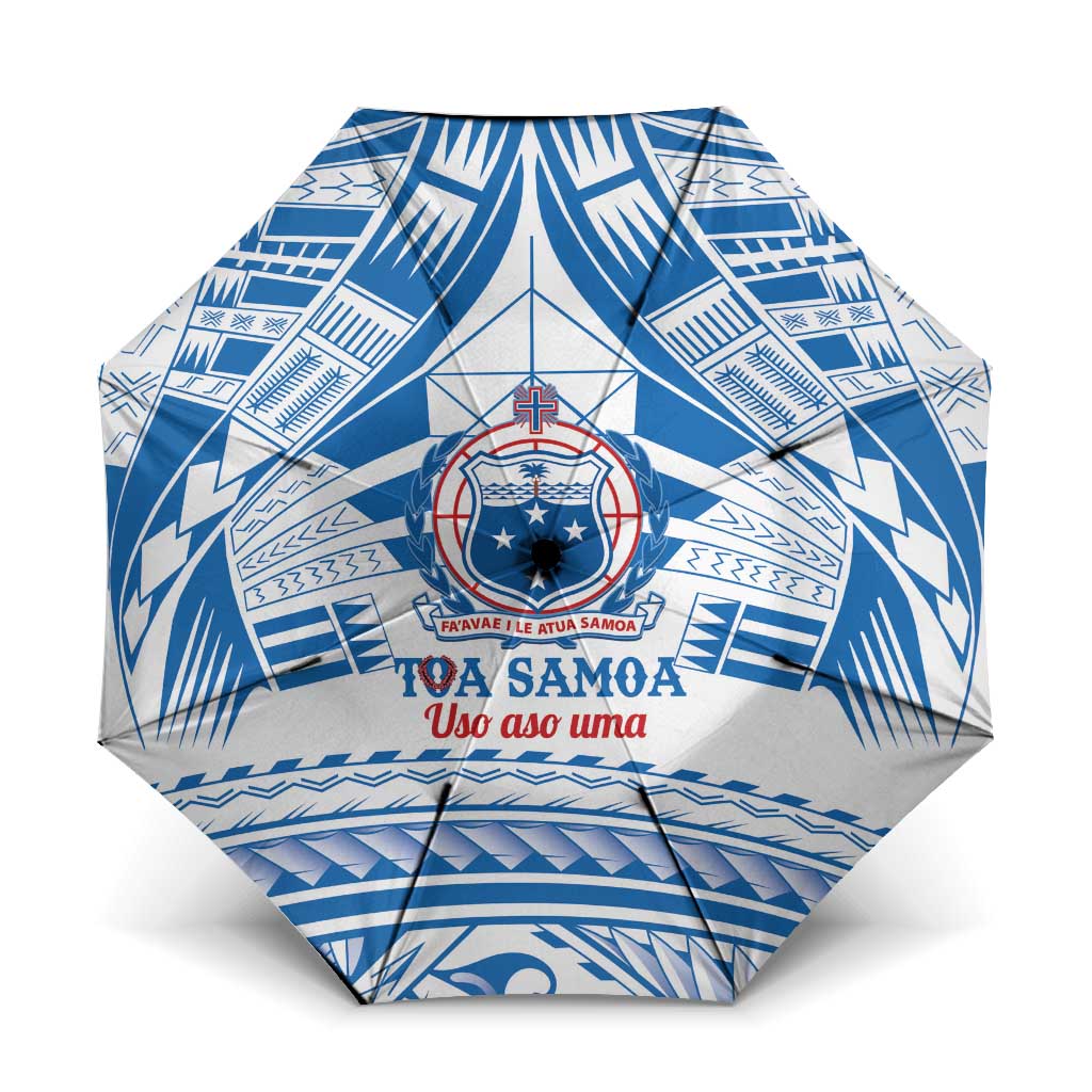 Toa Samoa Rugby Custom Umbrella Uso aso uma Samoan Pattern White - Polynesian Pride