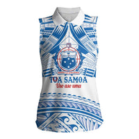 Toa Samoa Rugby Custom Women Sleeveless Polo Shirt Uso aso uma Samoan Pattern White - Polynesian Pride