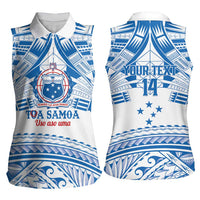 Toa Samoa Rugby Custom Women Sleeveless Polo Shirt Uso aso uma Samoan Pattern White - Polynesian Pride