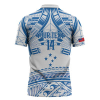 Toa Samoa Rugby Custom Zipper Polo Shirt Uso aso uma Samoan Pattern White - Polynesian Pride