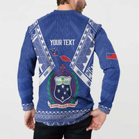 Personalised Samoa 685 Button Sweatshirt Samoan Pride Coat Of Arms - Polynesian Pride