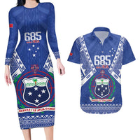 Personalised Samoa 685 Couples Matching Long Sleeve Bodycon Dress and Hawaiian Shirt Samoan Pride Coat Of Arms - Polynesian Pride