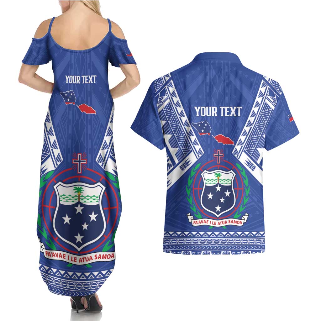 Personalised Samoa 685 Couples Matching Summer Maxi Dress and Hawaiian Shirt Samoan Pride Coat Of Arms - Polynesian Pride