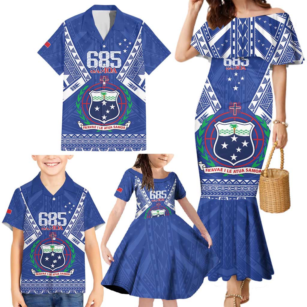 Personalised Samoa 685 Family Matching Mermaid Dress and Hawaiian Shirt Samoan Pride Coat Of Arms - Polynesian Pride