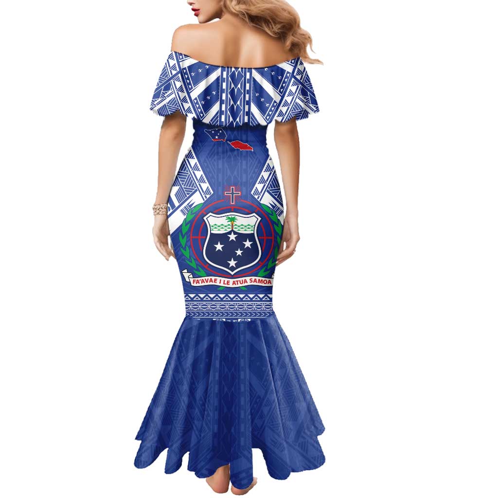 Personalised Samoa 685 Family Matching Mermaid Dress and Hawaiian Shirt Samoan Pride Coat Of Arms - Polynesian Pride